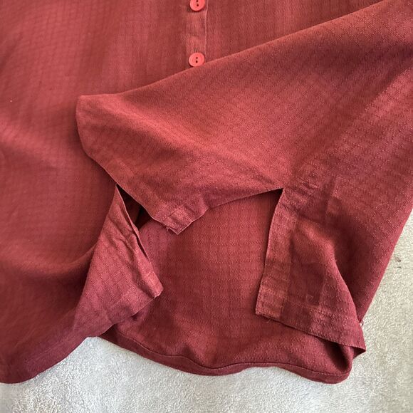 Vintage 100% Silk Top Blouse Red Button Up Long Sleeve Sz S Preppy Lightweight - Picture 11 of 11